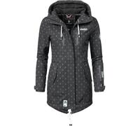 MARIKOO Damen Softshelljacke (XS-3XL) mit Kapuze - Wasserabweisend, Fleece innen, Tasche am Arm, Mantel, Warme Jacke Frauen B614 (XS, Schwarz-Muster)