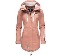 MARIKOO Damen Softshelljacke (XS-3XL) mit Kapuze - Wasserabweisend, Fleece innen, Tasche am Arm, Mantel, Warme Jacke Frauen B614 (XXL, Terrakotta)