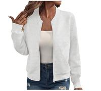 Übergangsjacke Damen Bomberjacke Blouson Sommerjacke Leichte Reißverschluss Sweatjacke Kurz Pilotenjacke Einfarbig Jacke Dünne Langarm College Jacket Mädchen Fliegerjacke Sommer Damenjacke Wanderjacke