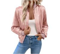 Übergangsjacke Damen Leichte sommerjacke Herbst Stehkragen Jacket Boyfriend Parka Sommerjacke Elegant leichte Jacke Kurzmantel Langarm Outwear Zip Up Solid Leichte Coat Sweatjacke