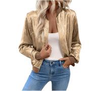 Übergangsjacke Damen Leichte sommerjacke Herbst Stehkragen Jacket Boyfriend Parka Sommerjacke Elegant leichte Jacke Kurzmantel Langarm Outwear Zip Up Solid Leichte Coat Sweatjacke