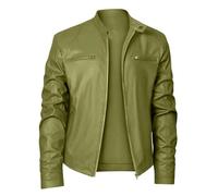üBergangsjacke Herren,LederMotorradjacke mit Stehkragen im PunkStil Oberbekleidung Mantel für Freizeitkleidung und Reiten Winddicht