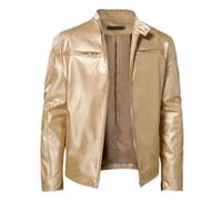 üBergangsjacke Herren,LederMotorradjacke mit Stehkragen im PunkStil Oberbekleidung Mantel für Freizeitkleidung und Reiten Winddicht