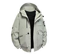 Übergangsjacke Herren Oversize Kapuzenjacke mit Tasche Wasserdicht Atmungsaktiv Regenjacke Outdoor Fahrrad Regenmantel Locker Sweatjacke mit Kapuze Mode Bomberjacke Winterjacke Regencape Regenponcho