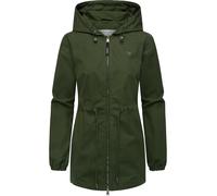 Ragwear Damen leichte Übergangsjacke kurze Frühlingsjacke mit Kapuze und Taillenzugband Monadissimo B YOUMODO Dark Olive Gr. 3XL