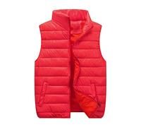 Übergröße ärmellose Winterjacke Schwarz Daunenweste Damen Winddicht Warm Weste Outwear Westen, rot, 52