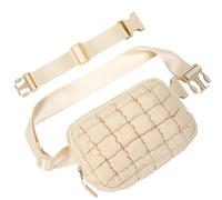 Übergröße, gesteppte Puffer-Gürteltasche, extra langer Gurt, 190,5 cm, verlängerter Riemen, Designer-Gürteltasche, stilvolle Hüfttasche, Unisex-Umhängetasche, Reisweiß, Extra Plus Size, Puffer