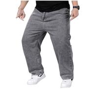 Übergröße Jeanshose - Herren Baggy Jeans Dehnbare Loose Fit-Jeans Hose Männer Hohe Taille Stretch Straight Jeans Hose Stonewashed Denim Lange Jeanshose Freizeithose Jogginghose Cargohosen (B,XL)