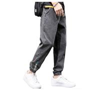Übergröße Jeanshose - Herren Baggy Jeans Dehnbare Loose Fit-Jeans Hose Männer Hohe Taille Stretch Straight Jeans Hose Stonewashed Denim Lange Jeanshose Freizeithose Jogginghose Cargohosen (C,4XL)