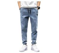 Übergröße Jeanshose - Herren Baggy Jeans Dehnbare Loose Fit-Jeans Hose Männer Hohe Taille Stretch Straight Jeans Hose Stonewashed Denim Lange Jeanshose Freizeithose Jogginghose Cargohosen (A,L)