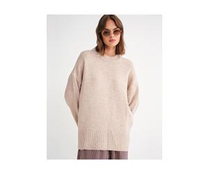 Übergröße Rippstrickpullover mit Rundhalsausschnitt S/M