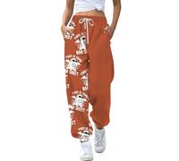 Übergrößen-Hose für Damen, Sweatpants für Damen, Jogginghose, Workout, hohe Taille, Yogahose mit Taschen, trendig, Orange, XXL