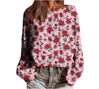 Übergroße T-Shirts für Damen, Tunika, Tops, langärmelig, Fledermaus-Top, Ve-Day-T-Shirts, Herz-Top, Rundhalsausschnitt, Blusen, Baggy, lange T-Shirts, lässige T-Shirts, elegante Tunika, Tops