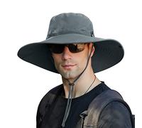 Übergroße XXL: Sonnenhut für Herren, LSF 50 + wasserdicht, breiter Rand, Boonie-Hut, Sonnenhut, Fischerhut für Safari, Wandern, Strand, Garten, dunkelgrau