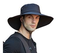 Übergroße XXL: Sonnenhut für Herren, LSF 50 + wasserdicht, breiter Rand, Boonie-Hut, Sonnenhut, Fischerhut für Safari, Wandern, Strand, Garten, Navy