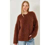 Übergroßer strukturierten Strickpullover mit plüschigen Details S/M