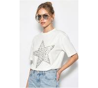 Übergroßes Baumwoll-T-Shirt mit Sternen-Pailletten Einheitsgröße
