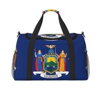 Übernachtungstasche, Motiv: New Yorker Flagge, Wochenendtasche, Trainings-Handtasche, Yogatasche, Seesack, persönliche Gegenstände, Tasche für Audlts, Schwarz , Einheitsgröße