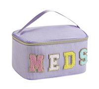 uekeboag Personalisierte Make-up-Tasche aus Chenille, Motiv: Seersucker MEDS, große Größe, Medizin RX-Kosmetiktasche mit Tragegriff oben, Reise-Organizer-Tasche für Damen und Mädchen, 03lila