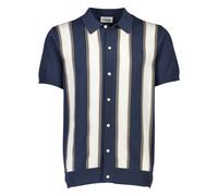 Strickcape LINDBERGH "Cardigan Kurzarm Relaxed Fit", Herren, Gr. XL, blau (dk blau), Obermaterial: 100% Baumwolle, gestreift, Strickjacken (51394433-XL) dk blau