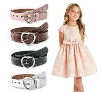 UESDU 4 Stück Kindergürtel Mädchen, Verstellbare Gürtel Kinder PU Elastischer Gürtel Herz Schnalle Taillengürtel Stretchgürtel für Kleider Jeans Hose Uniform