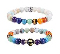 UEUC Chakra-Armbänder für Frauen, Yoga 7 Chakra-Kristalle, Edelstein-Armband, 8 mm Kristall-Meditations-Energieausgleichsarmbänder(#26)
