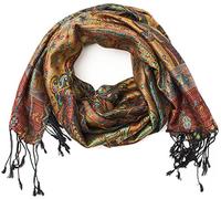 ufash Pashmina 100% Seidenschal aus Indien für Damen & Herren, Paisley Muster, 160 x 35 cm - Schal aus reiner Seide - diverse Designs