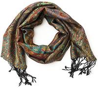 ufash Pashmina 100% Seidenschal aus Indien für Damen & Herren, Paisley Muster, 160 x 35 cm - Schal aus reiner Seide - diverse Designs