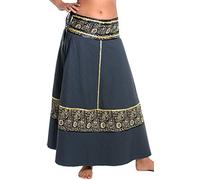 ufash Wickelrock Boho Goa Gipsy - Bunter Maxirock lang aus Indien, mit Bändern - Rock für Damen & Herren - im Winter & Sommer, Grau 6