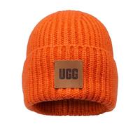 UGG Damen Chunky Rib with Logo Beanie-Mütze, Orange Soda, Einheitsgröße