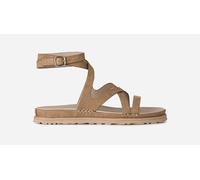 UGG® GoldenGaze geprägte Sandale mit Knöchelriemen für Damen in Brown, Größe 43, Leder 1178570-MDSD-12