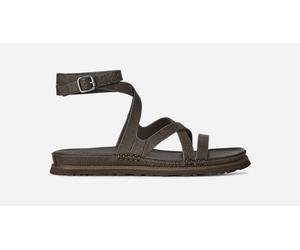 UGG® GoldenGaze geprägte Sandale mit Knöchelriemen für Damen in Dense Smoke, Größe 38, Leder 1178570-DNSS-07