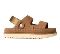 UGG Australia Goldenstar Slide Damen nachhaltige Echtleder-Schuhe mit EVA-Sohle Plateau-Sandale Sandalette mit Klettverschluss 1167399 Braun 40