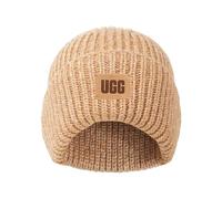 UGG Kids’ Chunky Rib Beanie with Seamless Crown, Soft Rib-Knit Fabric, and Leather Logo Patch