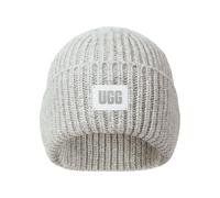 UGG Kids’ Chunky Rib Beanie with Seamless Crown, Soft Rib-Knit Fabric, and Leather Logo Patch