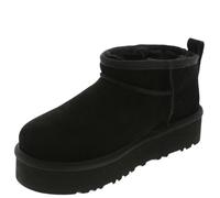 UGG Klassische Ultra Mini Plateau Lederstiefeletten schwarz