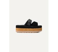UGG Australia Aubrey Slide Damen Echtleder-Schlappen Plateau Pantoletten Sommer-Schuhe mit EVA-Sohle W/1167451 Schwarz 39