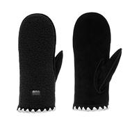 Ugg - Fäustlinge aus Leder und Fleece - W Uggfluff Scalloped Mitten Black für Damen aus Leder - Größe S\/M - schwarz schwarz S\/M