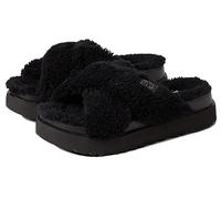 UGG WOMEN'S FUZZ SUGAR CROSS SLIDE SLIPPER BLACK 39 EU