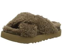 UGG WOMEN'S FUZZ SUGAR CROSS SLIDE SLIPPER HICKORY 36 EU