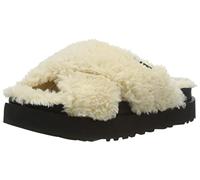 UGG WOMEN'S FUZZ SUGAR CROSS SLIDE SLIPPER NATURAL / BLACK 38 EU