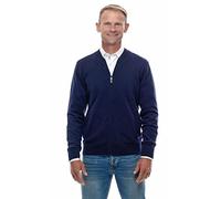 UGHOLIN Herren Strickjacke Cardigan 100% Kaschmir im College-Stil mit Reißverschluss 2-fädig, dunkelblau, M