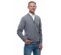 UGHOLIN Herren Strickjacke Cardigan 100% Kaschmir im College-Stil mit Reißverschluss 2-fädig, grau, L