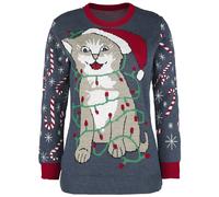 Ugly Christmas Sweater Cat Wrapped In Lights Weihnachtspullover multicolor in 4XL