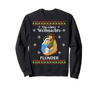 Ugly Christmas Sweater Fish Fisch lustige Sprüche Angel Weihnachtswunder Weihnachtsflunder Sweatshirt für Erwachsene, Schwarz, M, Klassisch, Langarm, Crew Neck, Winter, Weihnachten, Unisex