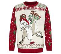Ugly Christmas Sweater Jesus Riding Reindeer Weihnachtspullover multicolor in 5XL