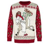 Ugly Christmas Sweater Jesus Riding Reindeer Weihnachtspullover multicolor in L