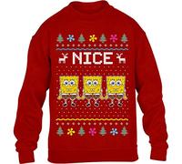 Ugly Christmas Weihnachtspulli - Nice Sponge Bob Kinder Pullover Sweatshirt 140 Rot