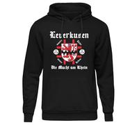 UGLYSHIRT Leverkusen Macht am Rhein Herren Kapuzenpullover | Sport Leverkusen Meister Hoodie Leverkusen Pullover Trikot Fanartikel Fussball Stadt Skyline | Schwarz (XL)