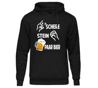 UGLYSHIRT Stein, Schere, Paar Bier Herren Kapuzenpullover | Sprüche Pullover Männer Mallorca Party Saufen Pullover Alkohol Hoodie Herren Beer | Schwarz (XL)